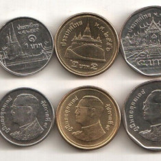 THAILANDA █ SET DE MONEDE █ 25+50 Satang +1+2+5+10 Bath █ 2008- █ UNC