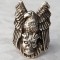 SKULL INEL argint VULTUR cu CRANIU in GHEARE splendid MASIV de colectie UNICAT