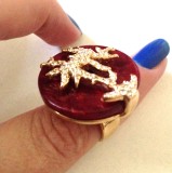 Inel inox placat cu aur galben 18k si swarovski- marimea 8, 18mm-STANTAT
