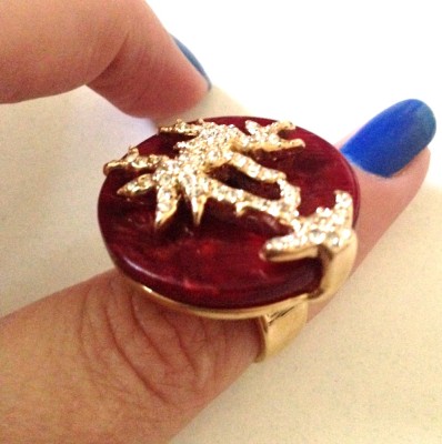 Inel inox placat cu aur galben 18k si swarovski- marimea 8, 18mm-STANTAT foto
