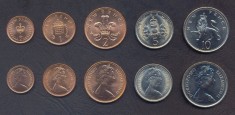 MAREA BRITANIE █ SET MONEDE █ 1/2 + 1 + 2 + 5 + 10 New Pence █ 1971-1973 █ UNC