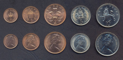 MAREA BRITANIE █ SET MONEDE █ 1/2 + 1 + 2 + 5 + 10 New Pence █ 1971-1973 █ UNC foto