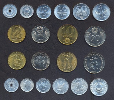 UNGARIA SET COMPLET MONEDE 2+5+10+20+50 Filler 1+2+5+10+20 Forint 1959-1989 UNC foto