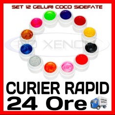 KIT SET 12 MODELE GEL GELURI COCO SIDEFATE PT LAMPA UV COLORATE 5ML (8G)