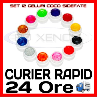 KIT SET 12 MODELE GEL GELURI COCO SIDEFATE PT LAMPA UV COLORATE 5ML (8G) foto