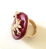 Inel inox placat cu aur 18k aplicat cu cristale- marimea 6 , 16mm