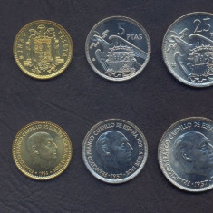 SPANIA █ SET DE MONEDE █ 10, 50 Centimos, 1, 5, 25, 50 Pesetas █ 1957-1966 █ UNC