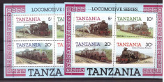 Tanzania 1985 - Locomotive, colita cu eroare de dantelare foto