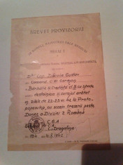 Brevet Provizoriu Medalia Barbatie si Credinta cls a 3-a cu spade WW2 1942 foto