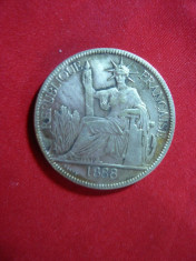 Moneda 1 Piastru 1888 Indochina Franceza ,argint - FALS foto