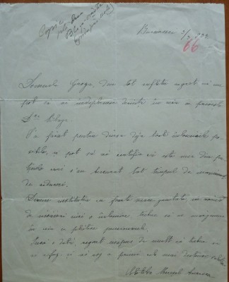 Scrisoare a sotiei Maresalului Averescu, 1933, referitoare la Lucian Blaga foto