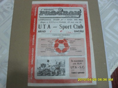 program UTA - SC Bacau foto
