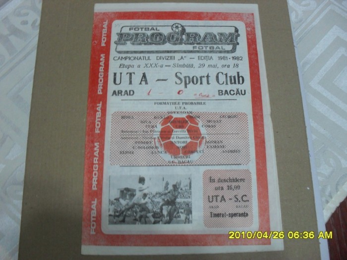 program UTA - SC Bacau