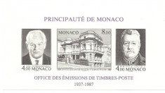 Monaco 1987 - ziua marcii postale, bloc ndt neuzata foto