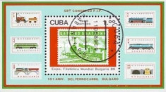 Cuba 1989 - expo locomotive, colita stampilata foto