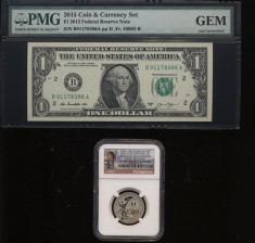 SUA - 1 $ 2015 - Set Moneda si Bancnota Comemorativa 9/11 - Certificat si Gradat foto