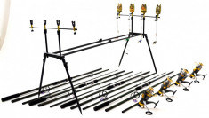 Kit Compet Pescuit Crap3.9 m 4 Lansete 4 mulin Rod Pod Full Cu Senz si Swingeri foto