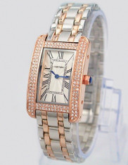 CEAS DAMA CARTIER-TANK AMERICANE-SILVER&amp;amp;GOLD DIAMOND-SUPERB-COLECTIE NOUA !!! foto