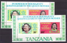 Tanzania 1985 - 85th Queen Elizabeth, colita cu eroare dantelare foto