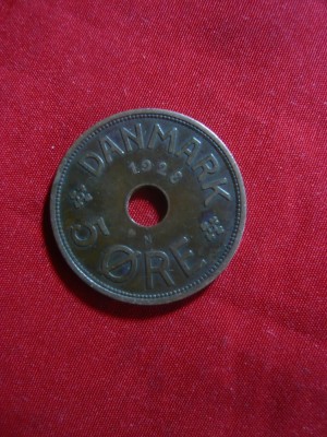 Moneda 5 Ore 1928 Danemarca tip2 , bronz ,cal.f.buna foto