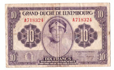 Luxembourg 1944 - 10 francs, circulata foto