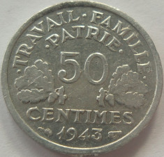 Moneda 50 Centimes - FRANTA, anul 1943 *cod 4339 Allu. foto