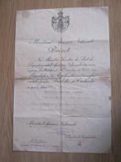 Brevet - Medalia Barbatie si Credinta cls a 3-a cu spade , WW2 dat in 1941 foto