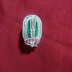 Insigna Agricultura URSS 1970 , metal si email , h=2cm