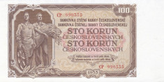 Bancnota Cehoslovacia 100 Koruna 1953 - P86 UNC foto