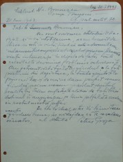 Scrisoare olografa Petru Groza catre Slt. Nicolae Brumaru, 1943