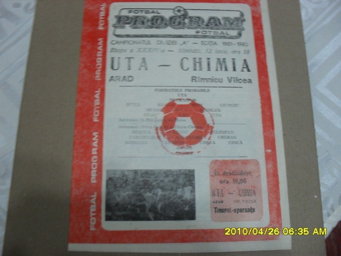 program UTA - Chimia Rm. Vilcea