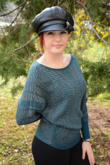 Bluza calduroasa moderna, de culoare turcoaz, cu maneci largi (Culoare: TURCOAZ, Marime: 44) foto