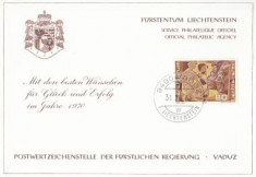 Liechtenstein 1969 - 250th aniversare nationala, carton expo foto
