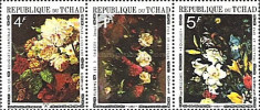 Tchad 1971 - pictura flori, triptic neuzat foto