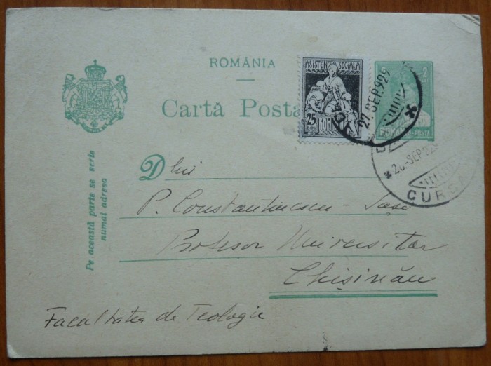 CP circulata Craiova - Chisinau, Marcu Beza catre Constantinescu Iasi, 1929