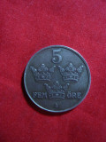 Moneda 5 Ore 1944 Suedia , fier ,cal.f.buna, Europa
