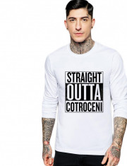 Bluza barbati alba - Straight Outta Cotroceni foto