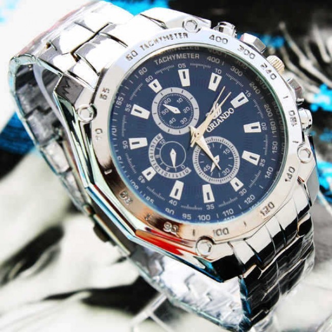 Ceas Barbati Quartz Casual Elegant ORLANDO Silver Chronomat | CALITATE GARANTATA foto mare Ceas Barbati Quartz Casual Elegant ORLANDO Silver Chronomat | CALITATE GARANTATA foto mare