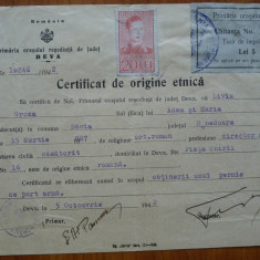Certificat de origine etnica , Liviu Groza , fratele lui Petru Groza , 1942