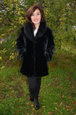 Jacheta moderna , din blana ecologica neagra (Culoare: NEGRU, Marime: 40) foto