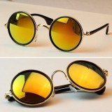 Ochelari De Soare Unisex - Retro Style / Rama Metalica - Aurii, Protectie UV 100%, Metal