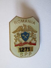 Insigna numerotata S.P.P. 1271-Serviciul de protectie si paza,dimensiuni=20 x 14 foto