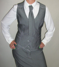 Cravata de dama, de culoare uni, gri deshis, cu forma clasica (Culoare: GRI) foto