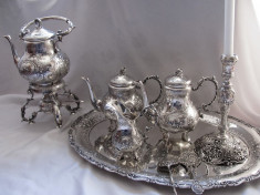 SAMOVAR SI SET DE CAFEA SI CEAI DIN ARGINT MASIV ??800 STILUL ROCOCO foto