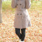 Palton din stofa cu gluga, de culoare nisipie, pentru toamna-iarna (Culoare: NISIPIU, Marime: Xl-42)
