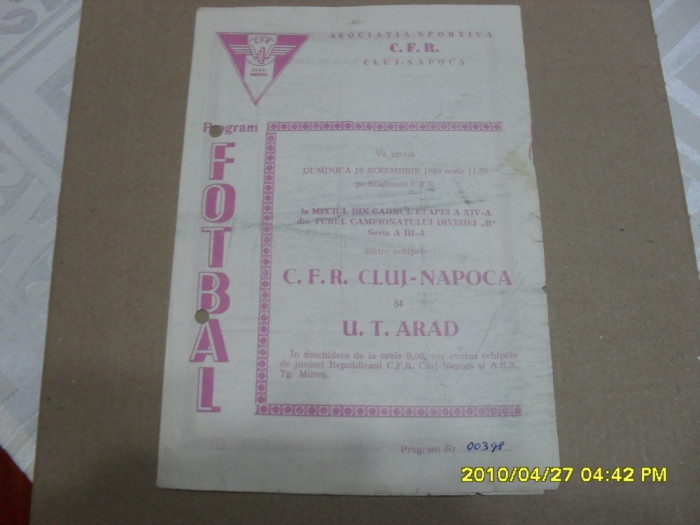 program CFR Cluj - UTA