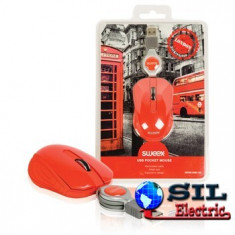 Mouse optic mini Londra pe USB cu cablu retractabil rosu, Sweex foto