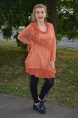 Rochie chic, nuanta de portocaliu, de marime universala (Culoare: PORTOCALIU, Marime: 48) foto