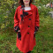 Jacheta deosebita tip palton, culoare rosie cu model negru-gri (Culoare: ROSU, Marime: 54)