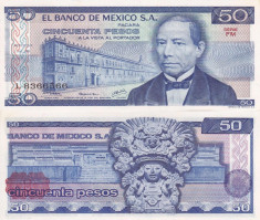 MEXIC 50 pesos 5 iulie 1978 - serie FM UNC!!! foto